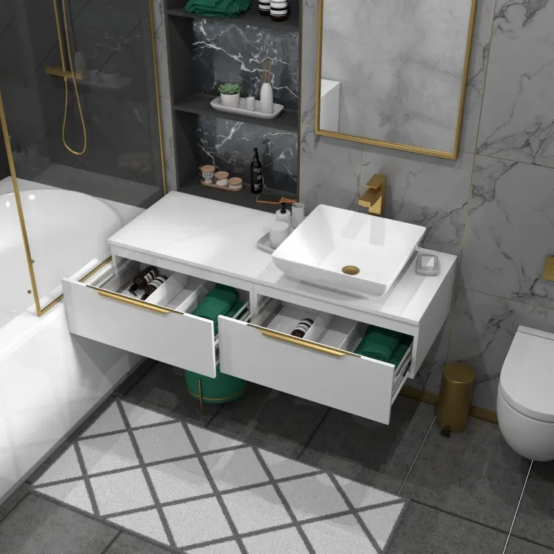 Jivana 1200 Wall Single Countertop Basin Unit White
