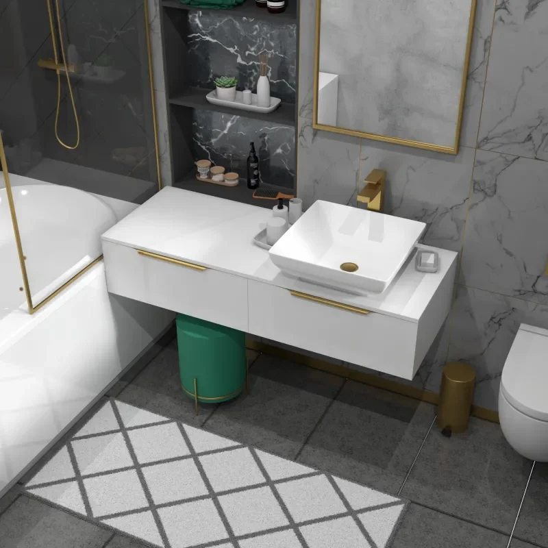 Jivana 1200 Wall Single Countertop Basin Unit White