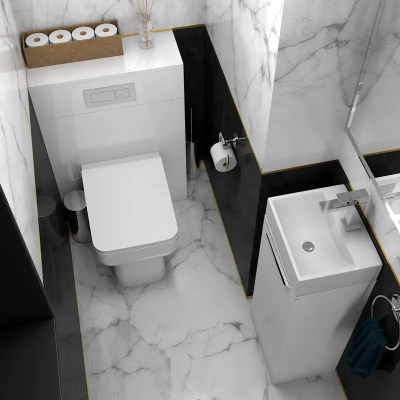 Jivana 325 White Basin Cabinet WC Toilet Unit