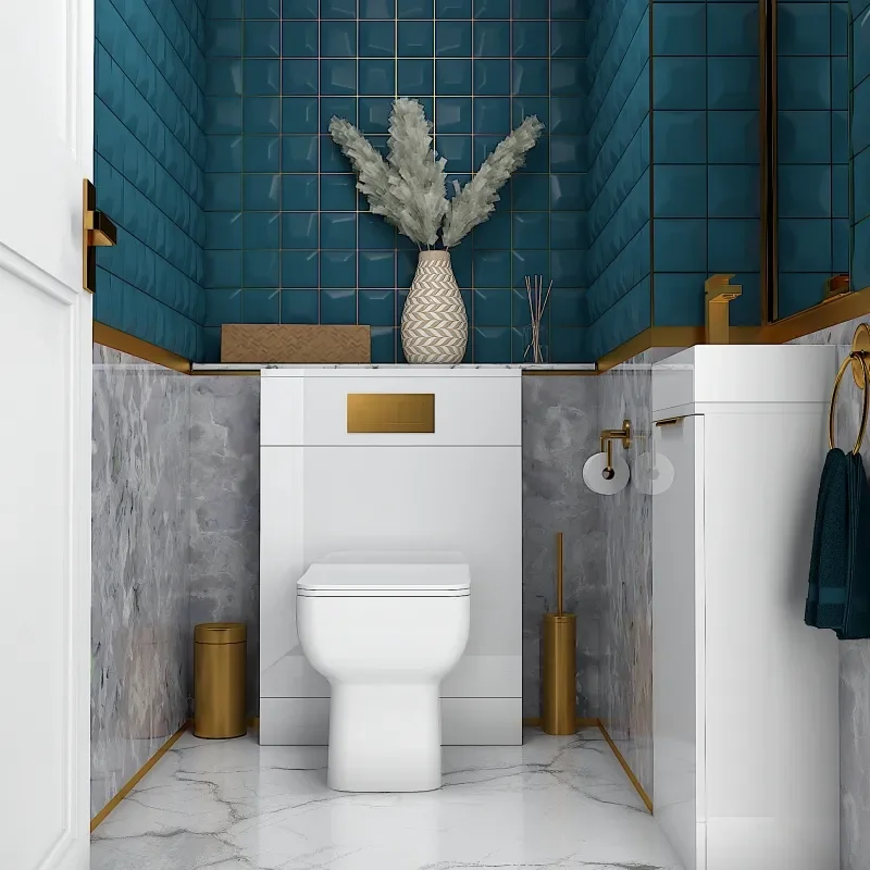 Jivana 410 White Sink Cabinet WC Toilet Unit