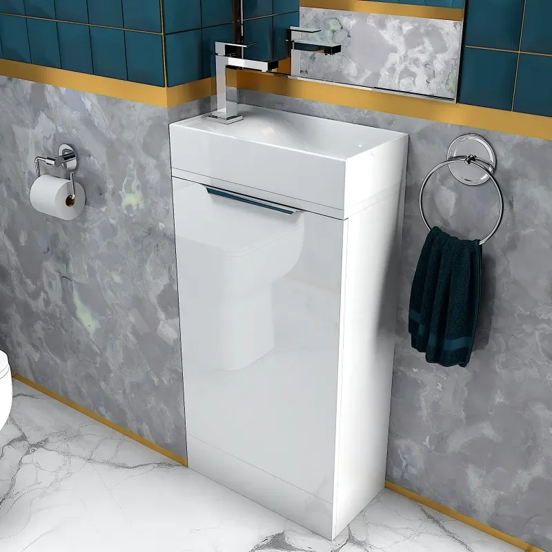 Jivana 410 White Sink Cabinet WC Toilet Unit