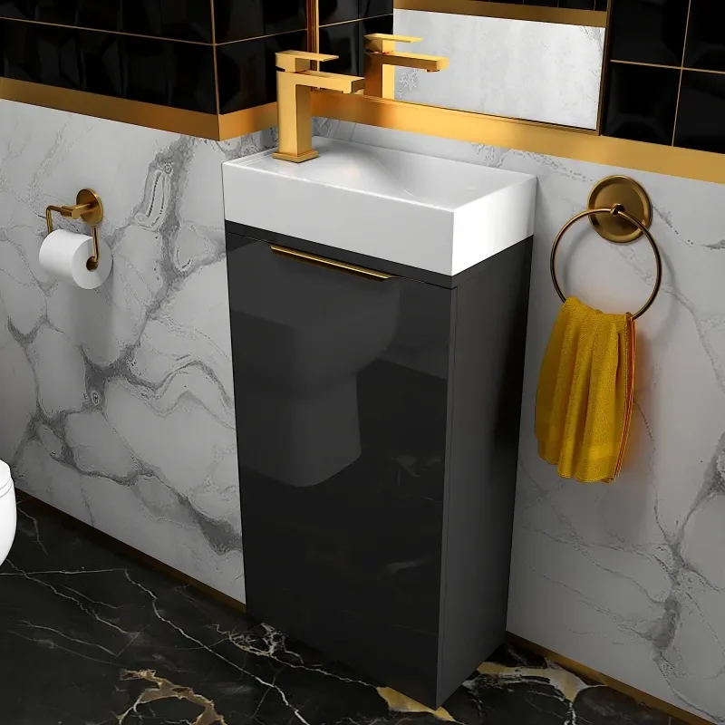 Jivana 410 Grey Sink Cabinet WC Toilet Unit