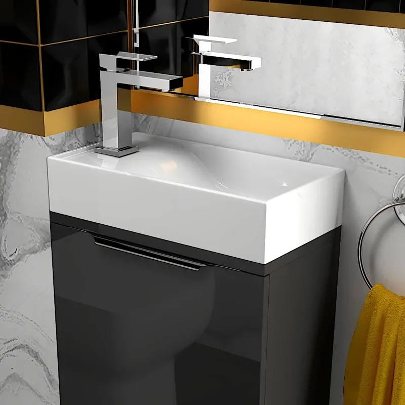 Jivana 410 Grey Sink Cabinet WC Toilet Unit