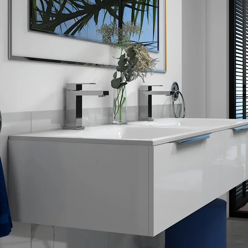 Jivana 1200 Wall Twin Vanity Unit White