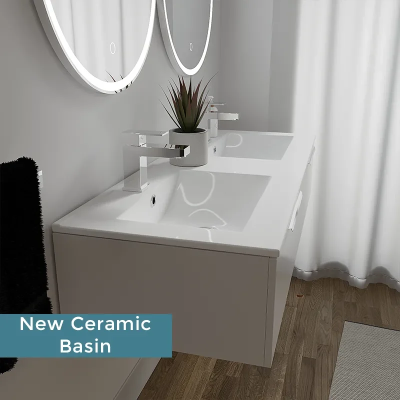 Jivana 1200 Wall Twin Vanity Unit White