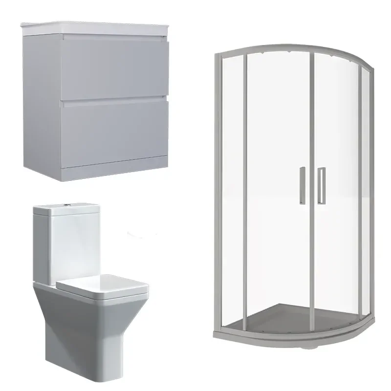 Ashford 800 Grey Bathroom Suite Basin Unit Shower Toilet
