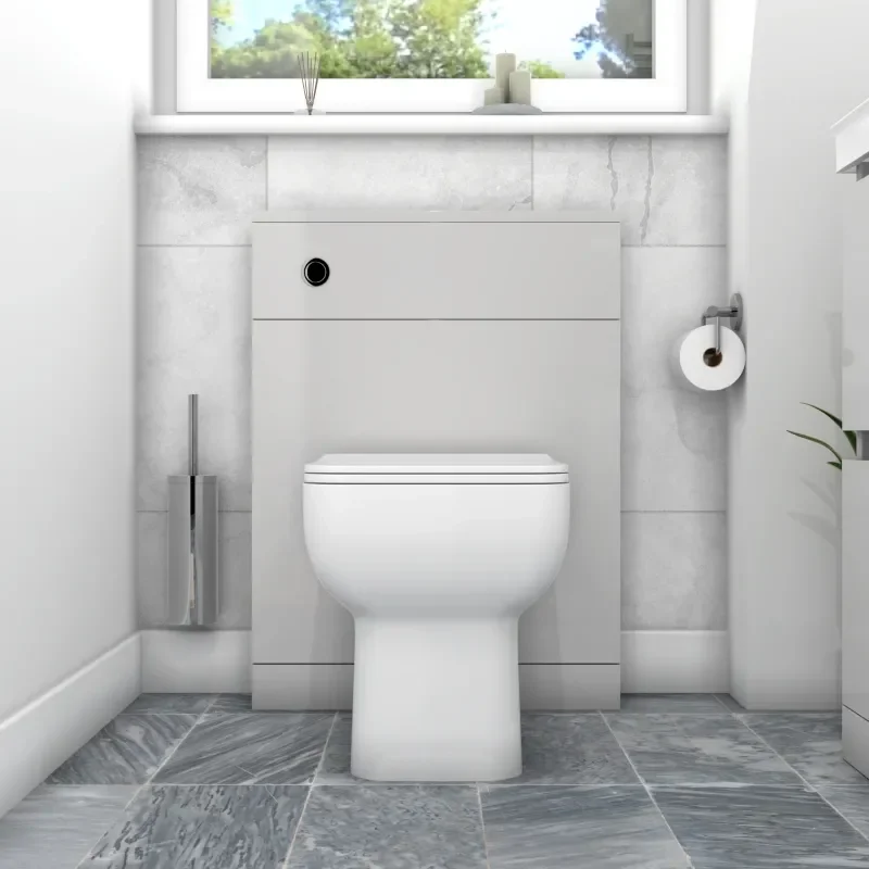 back to wall unit in grey with close coupled Toilet