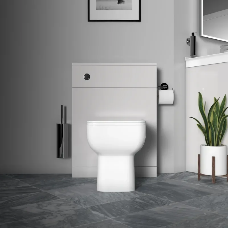back to wall unit in grey with close coupled Toilet