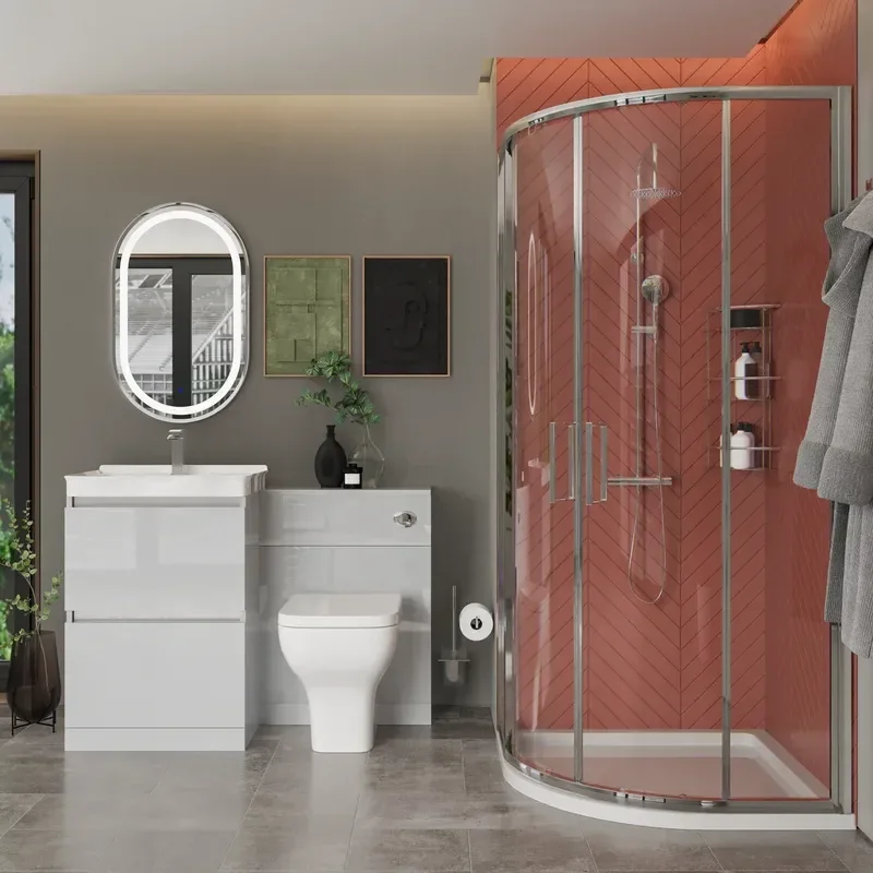 Ashford 600 Grey Basin Unit BTW Toilet Quad Shower