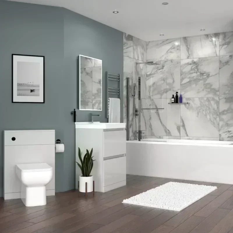 Ashford 600 Grey Bath Suite Basin Unit BTW Toilet