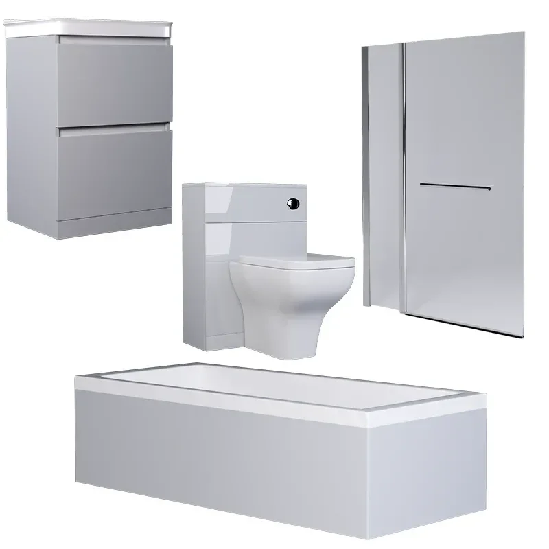 Ashford 600 Grey Bath Suite Basin Unit BTW Toilet
