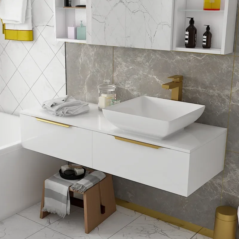 Jivana Suite Straight Bath 1200 White Basin Unit Wall Hung Toilet