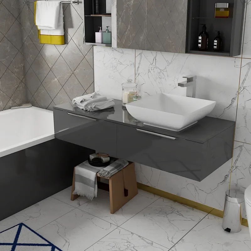 Jivana Suite Straight 1700 Bath 1200 Grey Vanity Wall Hung Toilet