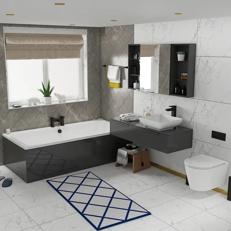 Extra Product Image For Jivana Suite Straight Bath Grey Vanity Wall Hung Toilet 1