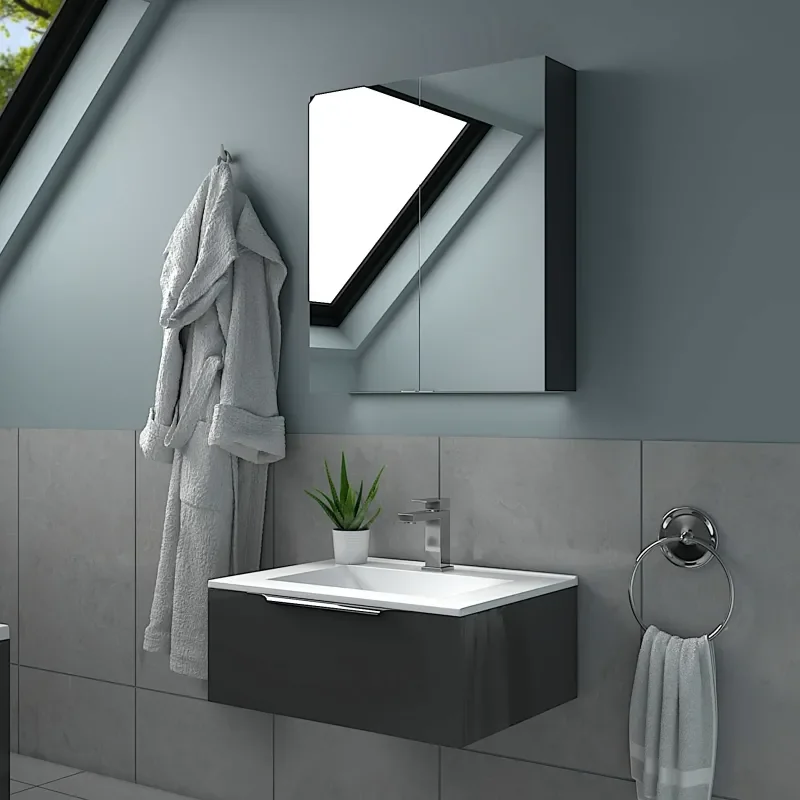 Jivana Suite Straight Bath 600 Grey Basin Unit Back to wall Toilet