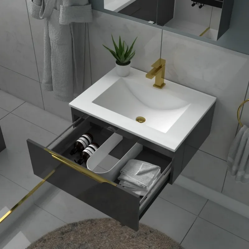 Jivana Suite Straight Bath 600 Grey Basin Unit Back to wall Toilet