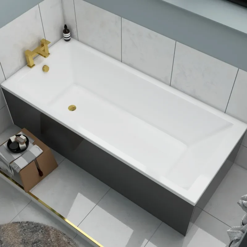 Jivana Suite Straight Bath 600 Grey Basin Unit Back to wall Toilet