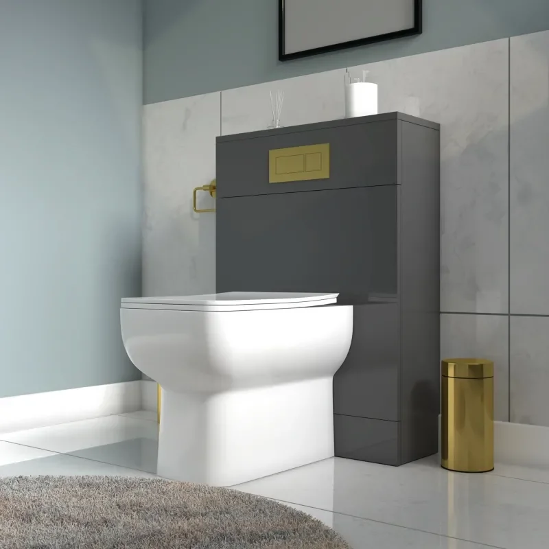Jivana Suite Straight Bath 600 Grey Basin Unit Back to wall Toilet
