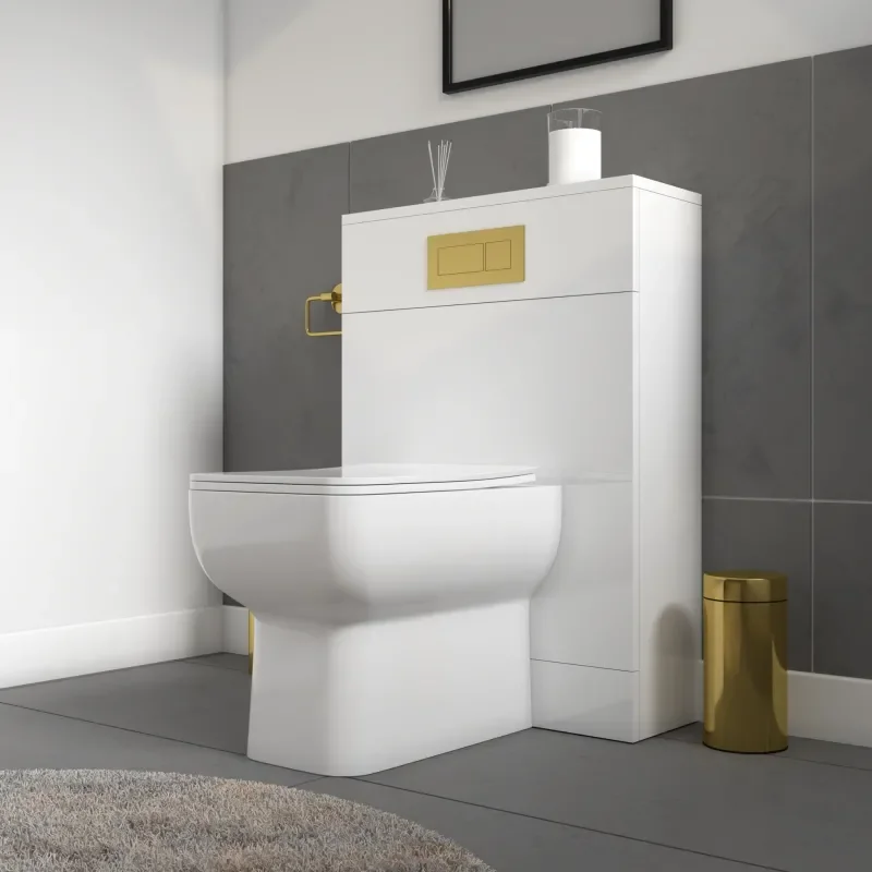 Jivana Suite Straight Bath 600 White Sink Unit Back To Wall Toilet