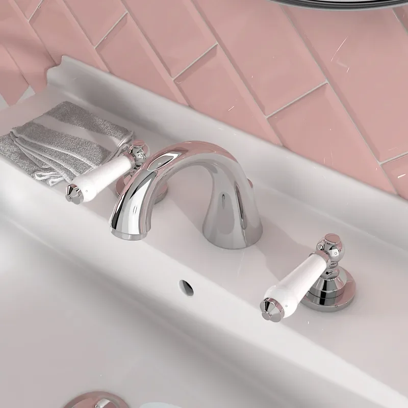 Clarice Traditional Chrome 3 Hole Mixer Tap Lever