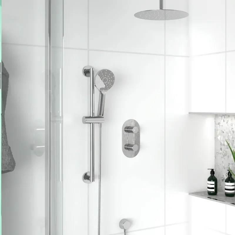 Tweed Round Chrome Thermostatic Shower Valve Dual