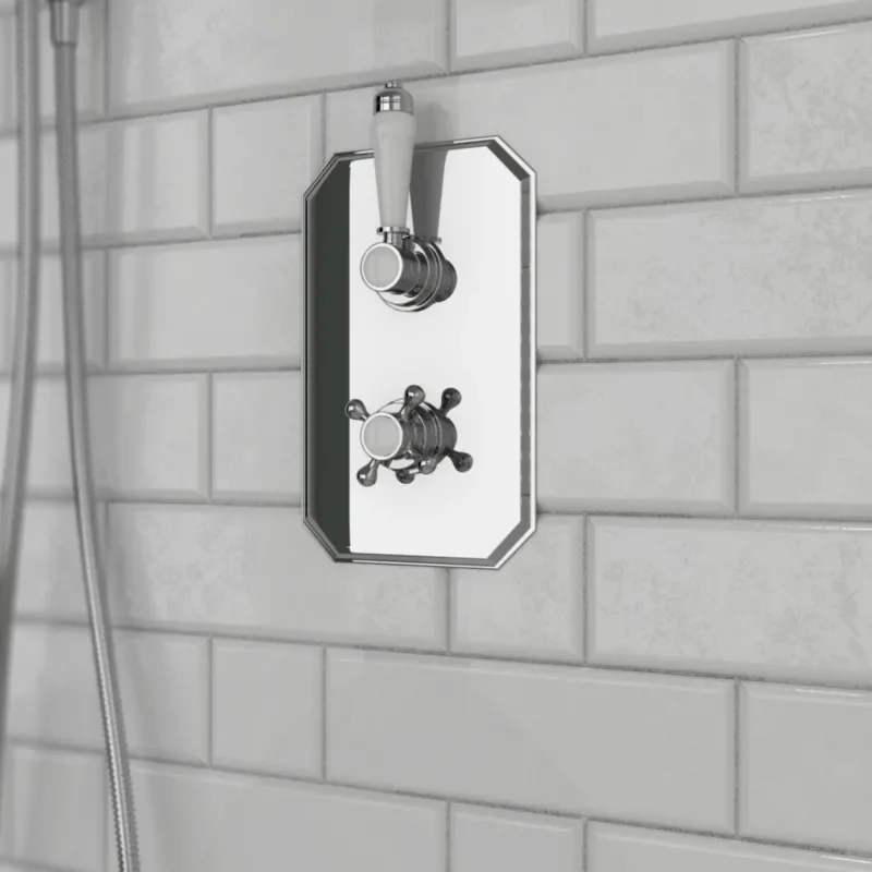Carmel Traditional Chrome Thermostatic Shower Valve Dual