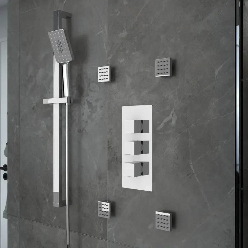 Ribble 3 Outlet Wall Shower Set Head Handset Bath Filler