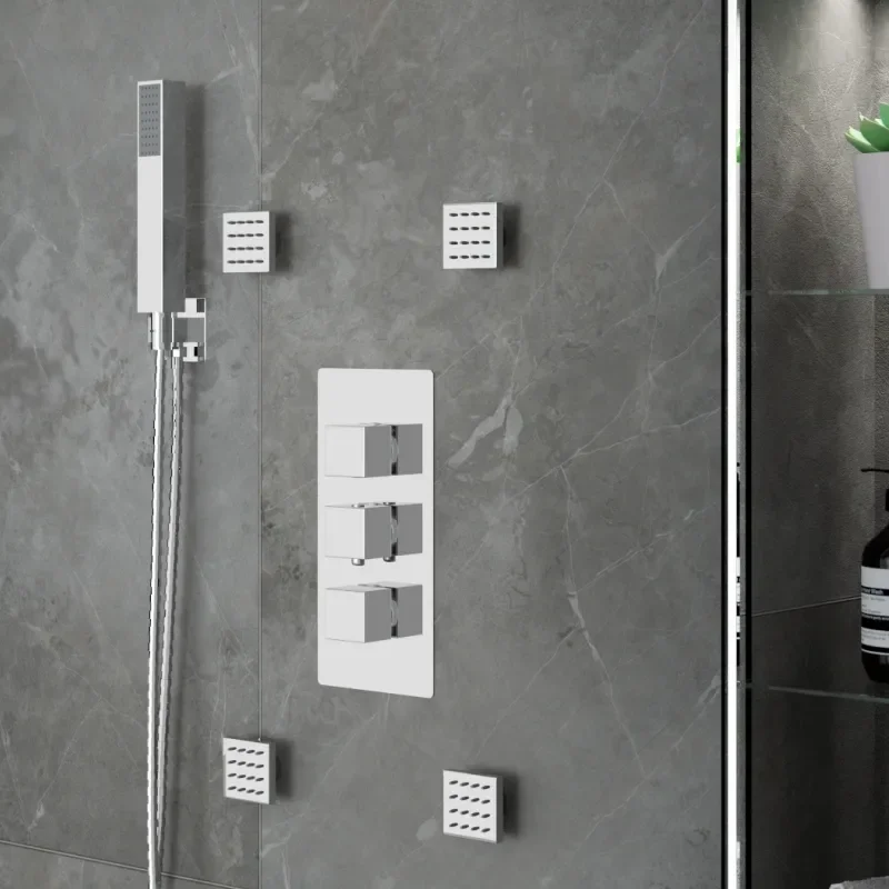 Product Image for Ribble 3 Outlet Shower Set with Vertical Shower Head, Hand Shower, Bath Filler or Body Jets