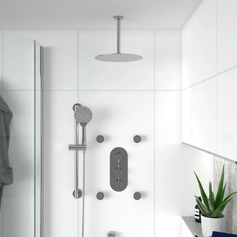 Tweed 3 Way Ceiling Shower Set Head Handset Bath Filler