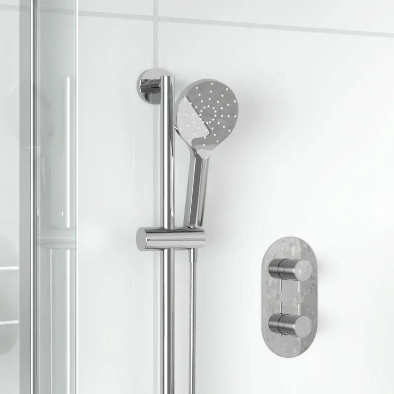 Tweed 2 Outlet Ceiling Shower Set Head Handset Slider