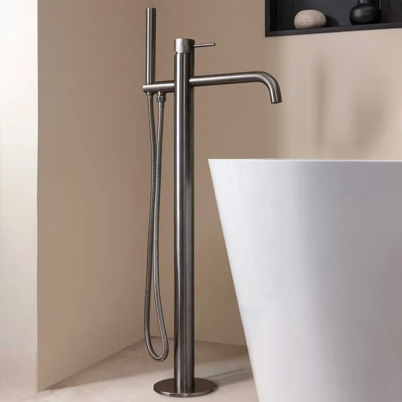 JTP Vos Brushed Black Floor Standing Shower Bath Mixer Tap with Handset