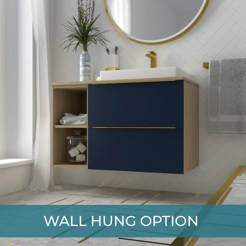 Alani 900 Navy Blue Vanity Unit with Storage