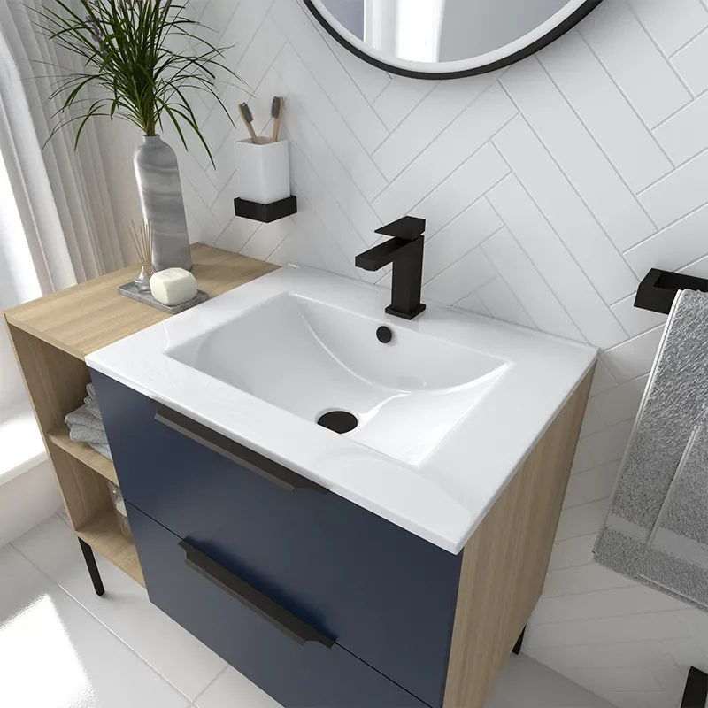Alani 900 Navy Blue Vanity Unit with Storage