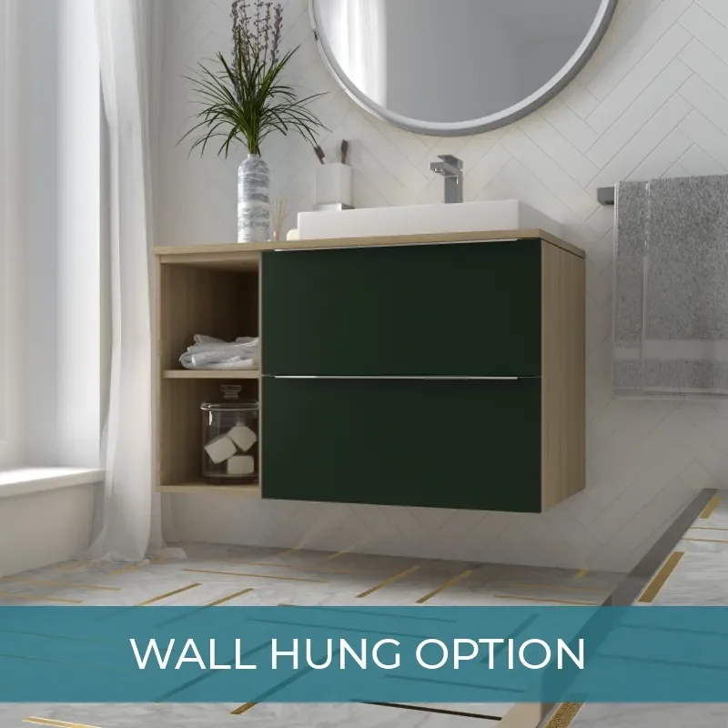 Alani 900 Green Vanity Unit with Storage