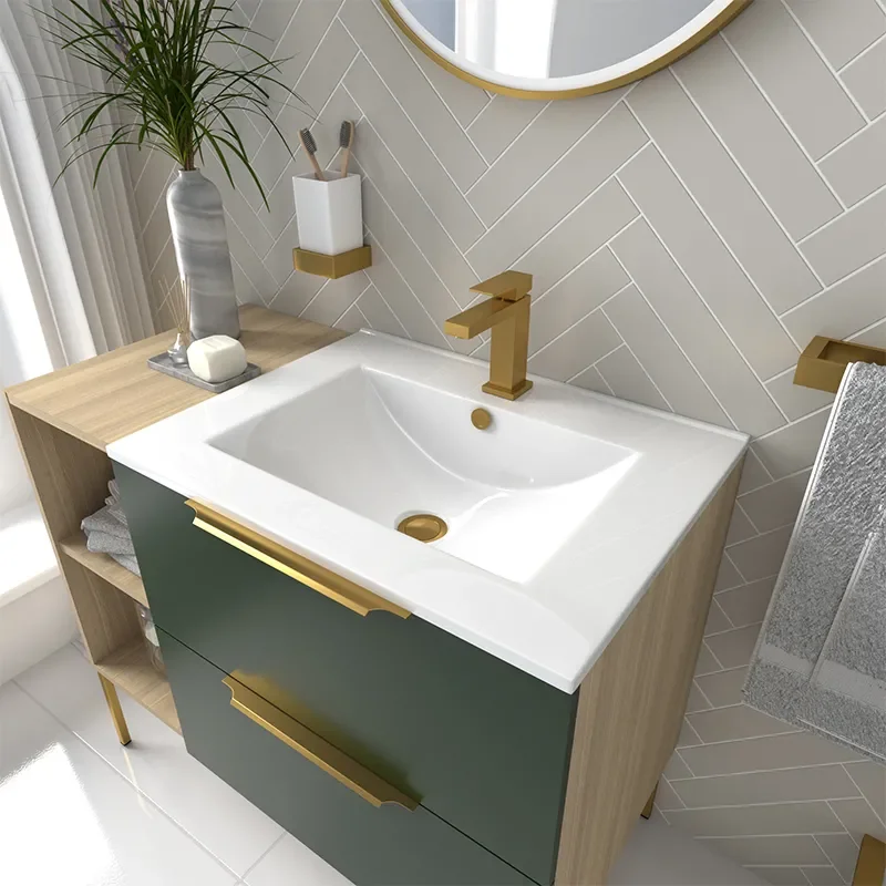 Alani 900 Green Vanity Unit with Storage