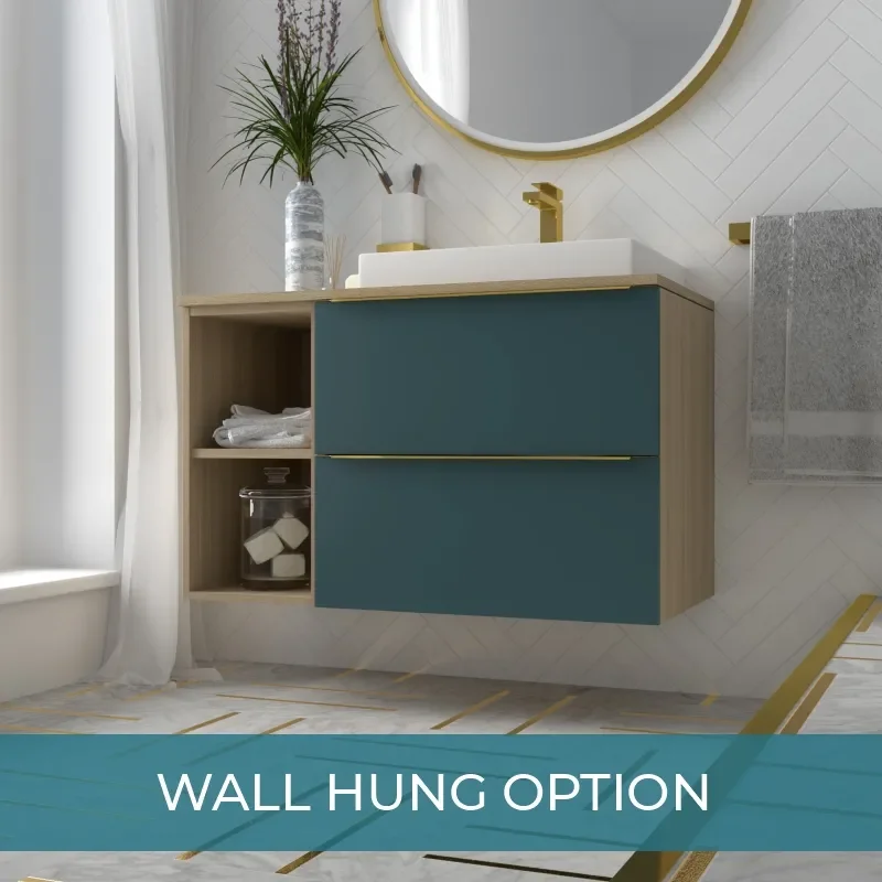 Alani 900 Petrol Blue Vanity Unit with Storage