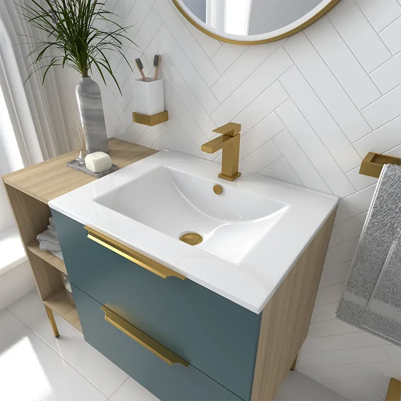 Alani 900 Petrol Blue Vanity Unit with Storage