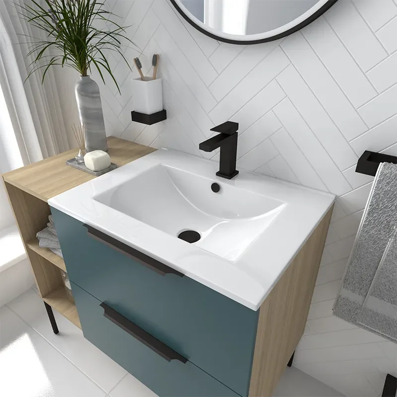 Alani 900 Petrol Blue Vanity Unit with Storage