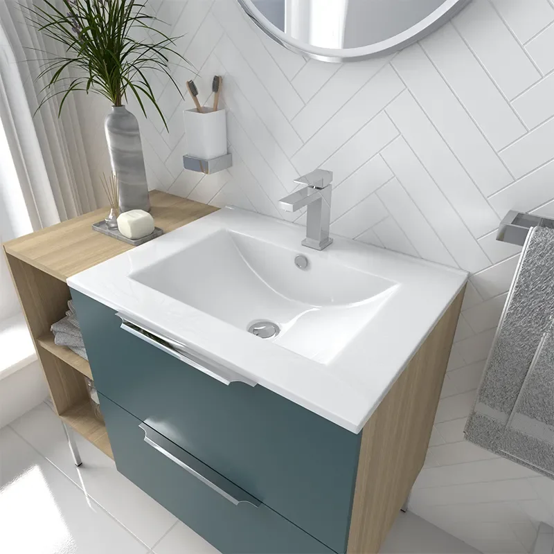 Alani 900 Petrol Blue Vanity Unit with Storage