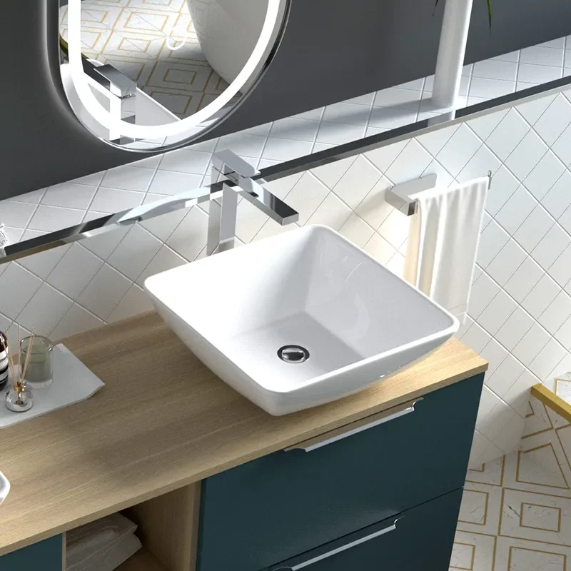 Alani 1500 Petrol Blue Double Vanity Unit with Shelves