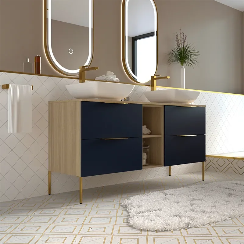 Alani 1500 Navy Blue Vanity Unit with Storage