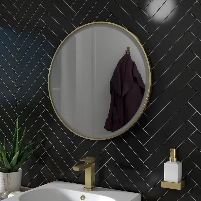 BC Round Gold LED Antifog Mirror