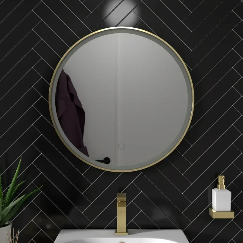 BC Round Gold LED Antifog Mirror