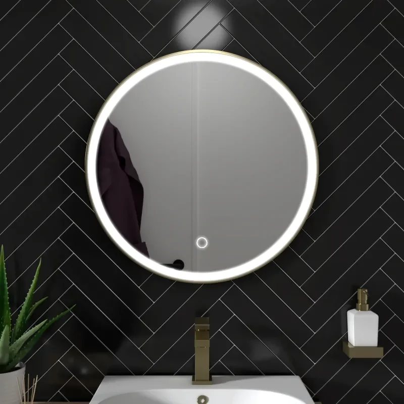 BC Round Gold LED Antifog Mirror