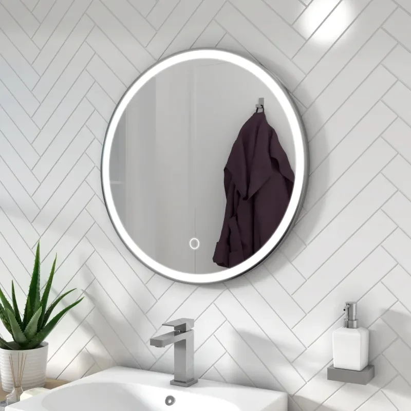 BC Round Silver LED Antifog Mirror