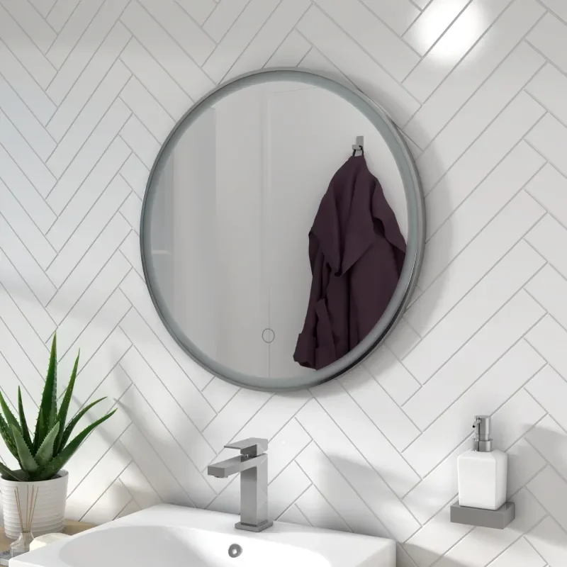 BC Round Silver LED Antifog Mirror