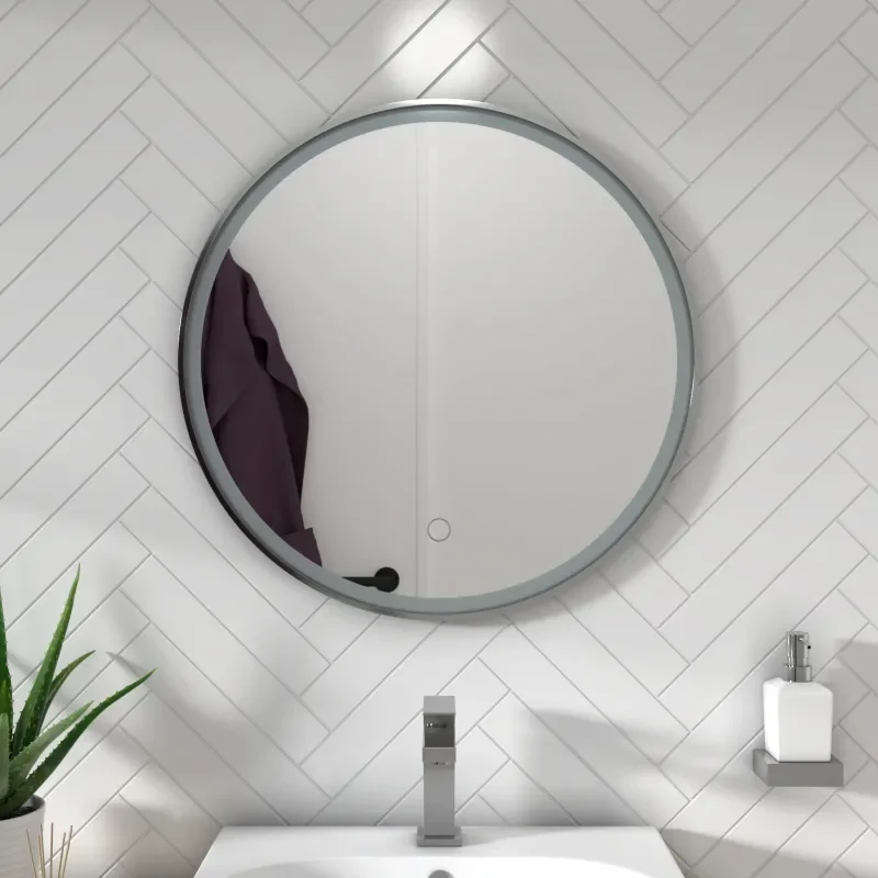 BC Round Silver LED Antifog Mirror