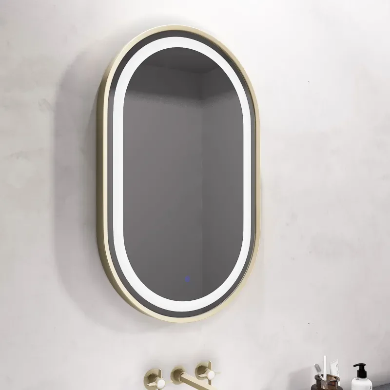 BC Oval Gold Illuminated Mirror