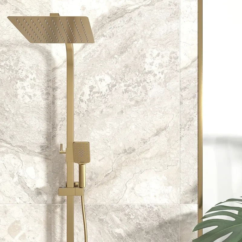 Twiss Gold Square Shower Rail Kit