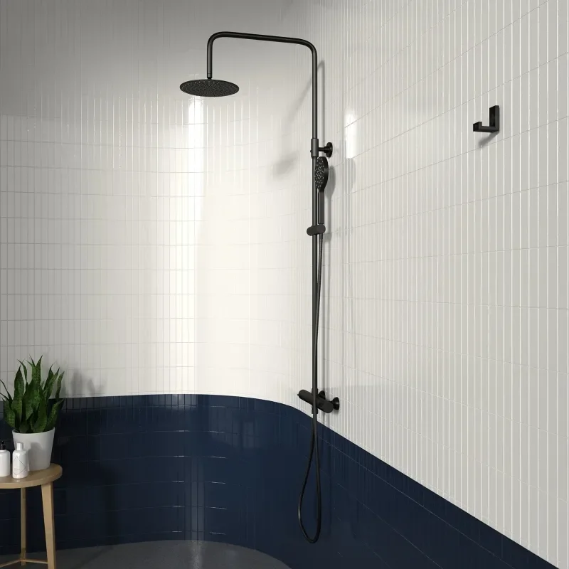 Petteril Black Round Shower Rail Kit